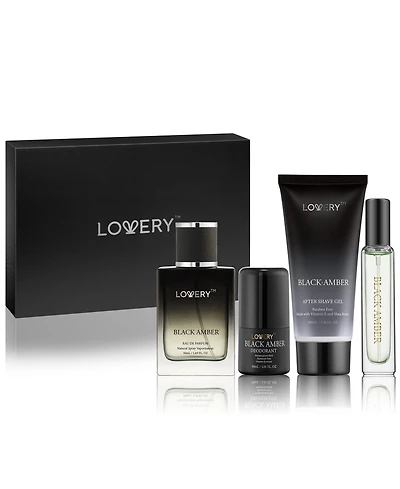 Lovery Men's 5-Pices. Black Amber Eau de Parfum Gift Set