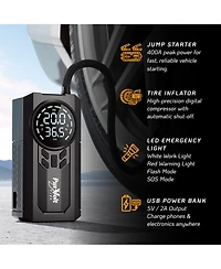 Pursonic 2-in-1 Car Jump Starter and Tire Inflator, 400A Peak Battery Booster for 12V Vehicles, 150 Psi Air Compressor with Digital Display