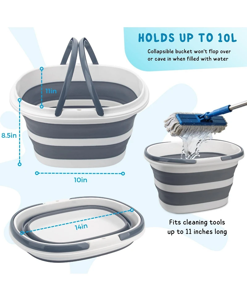 Piscifun 10L Collapsible Plastic Bucket with Dual Handles for Camping Car Washing Cleaning