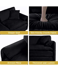 Clihome Modular Sectional Sofa, Oversized Deep Seat L Shaped Couch Set for Living Room, 3-Seater Comfy Cloud Couches,Chenille