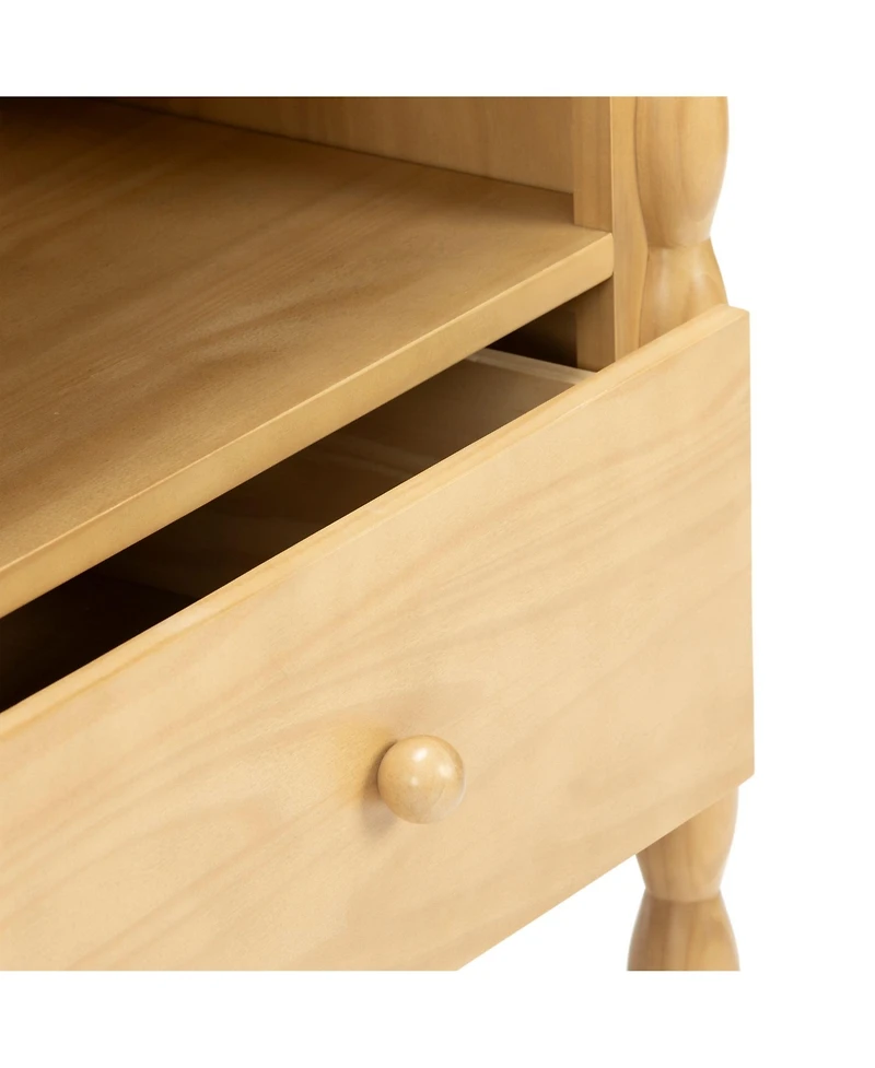 Plank+Beam Jenny Lind Cubby Nightstand with 1 Drawer and Electrical Outlet, Blonde