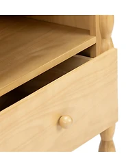Plank+Beam Jenny Lind Cubby Nightstand with 1 Drawer and Electrical Outlet, Blonde