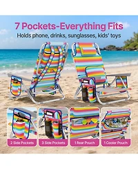 Aofar 2 Pack Low Beach Chair Reclining Folding Camping Lay Flat