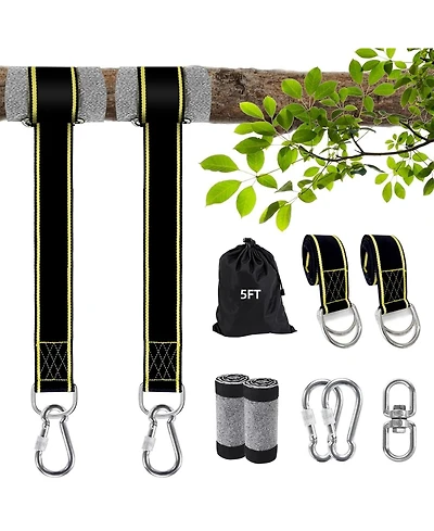 Piscifun 5ft Tree Swing Hanging Kit 5500 Lbs. Capacity Extra Long Straps Screw Lock Carabiners