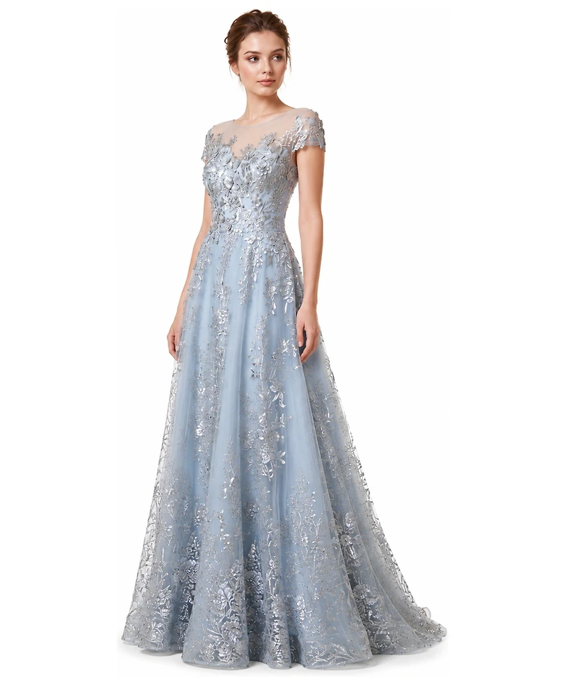 Lara Women's Beautiful Lace Applique A-Line Ball Gown