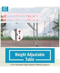 Aofar 4 Feet Folding Table Portable Plastic Steel Frame Lock Carry Handle Events Camping Outdoor