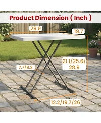 Aofar 30" Folding Table Adjustable Height Waterproof Portable