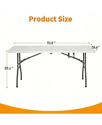 Aofar 6 Feet Folding Table Portable Half Plastic Party Bbq Camping