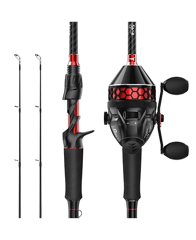 Aofar 2 Pieces + Extra Tip 6'6'' Brutus Fishing Rod Reel Combo IM6 Graphite Eva Handle Freshwater