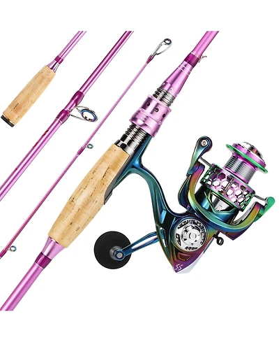 Aofar 6.9feet/3000 Spinning Rod Reelbos Two Pieces Pole Freshwater Fishing