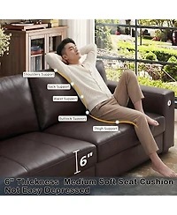 homfan 87.8 inch 3 Seater, Modern Faux Leather with 22 Deep Seat, Wide Square Arms, Firm Cushions, Heavy Duty Frame, Easy to Clean for Apartment