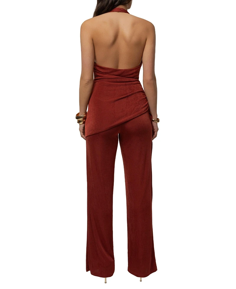 Jluxlabel Women's Terra cotta Rustic Charm Halter Jumpsuit