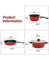 Piscifun Portable Lightweight Non Stick Cast Iron Cookware Set With Vented Lids Utensils For Outdoor Camping Travel