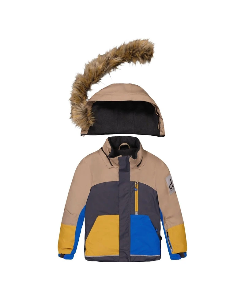 Deux par Deux Big Boys 6-16 Two Piece Play Snowsuit Colorblock with Dinosaur Print Pants
