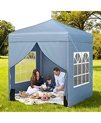 Sugift 6.5x6.5 feet Pop Up Canopy Tent with 4 Sidewalls UPF50+ and Wheeled Bag