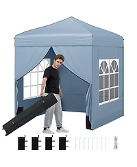 Sugift 6.5x6.5 feet Pop Up Canopy Tent with 4 Sidewalls UPF50+ and Wheeled Bag