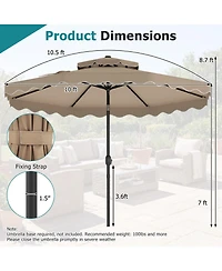 Sugift 10 Feet Solar Led Patio Umbrella for Deck and Pool with 24 Lights and Push Tilt