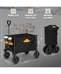 Gnuadz Collapsible Wagon All-terrain Wheels Cup Holders Outdoor Cart Camping