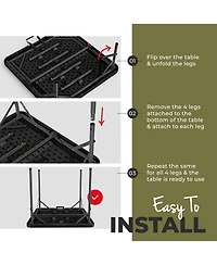 Aofar 3 Feet Foldable Square Table Steel Portable Handle Heavy Duty