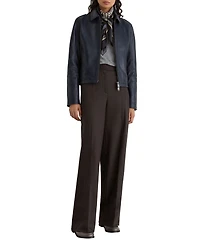 Reiss Petite Sorina Leather Zip-Through Moto Jacket