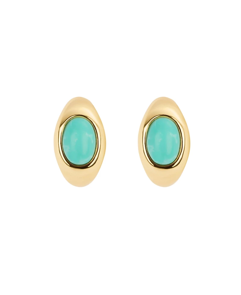 Macy's Gold-Plated 13mm Howlite Turquoise, Simulated Moonstone Huggie Hoop Earrings