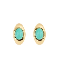 Macy's Gold-Plated 13mm Howlite Turquoise, Simulated Moonstone Huggie Hoop Earrings