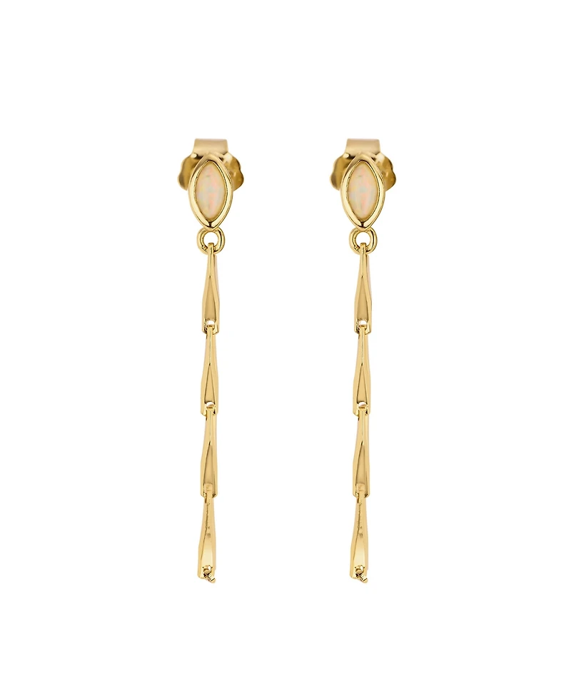 Macy's Gold-Plated Simulated Opal Chain Front and Back Post Drop Earrings