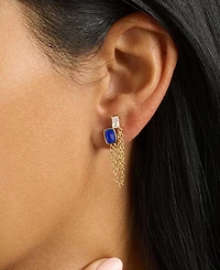 Macy's Gold-Plated Lapis Howlite Simulated Cubic Zirconia Chain Drop Earrings