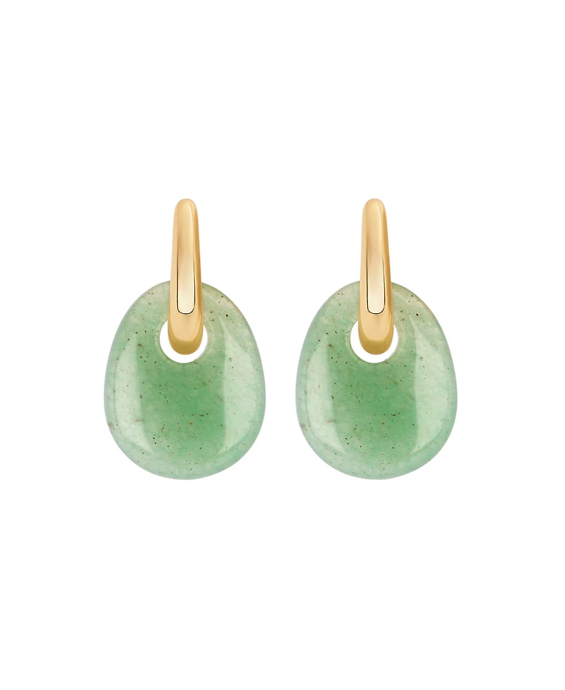 Macy's Gold-Plated Green Aventurine Hoop Drop Earrings