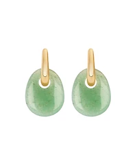 Macy's Gold-Plated Green Aventurine Hoop Drop Earrings