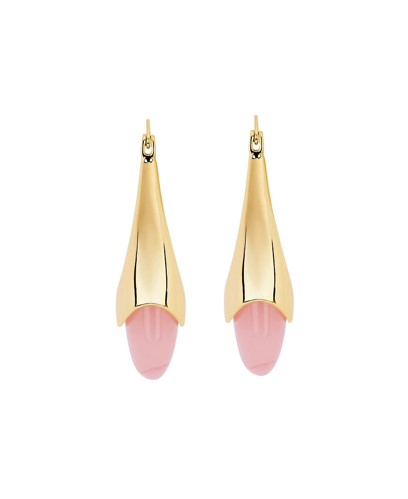 Macy's Gold-Plated Rose Quartz Lapis Elongated Clicktop Hoop Earrings
