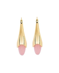 Macy's Gold-Plated Rose Quartz Lapis Elongated Clicktop Hoop Earrings