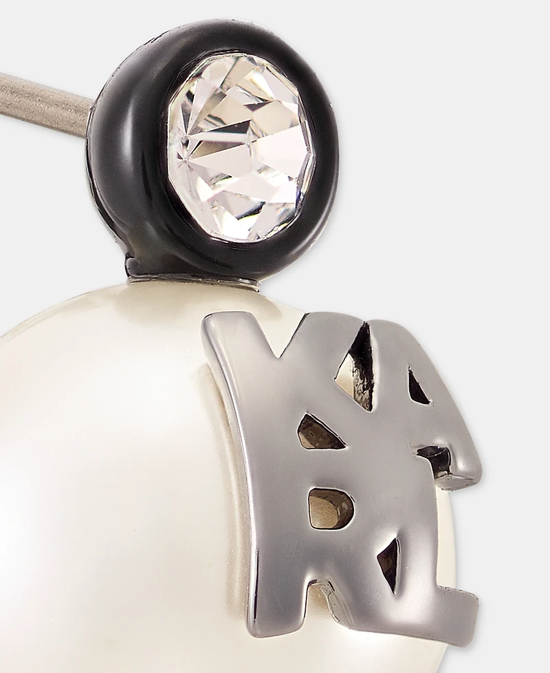 Karl Lagerfeld Paris Pave & Imitation Pearl Logo Stud Earrings