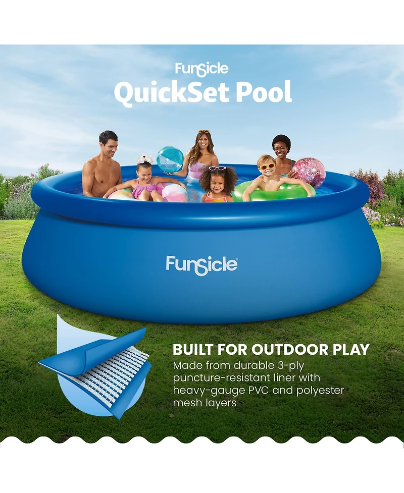 Funsicle 12' x 36" QuickSet Inflatable Ring Top Outdoor Above Ground Pool w/Pump