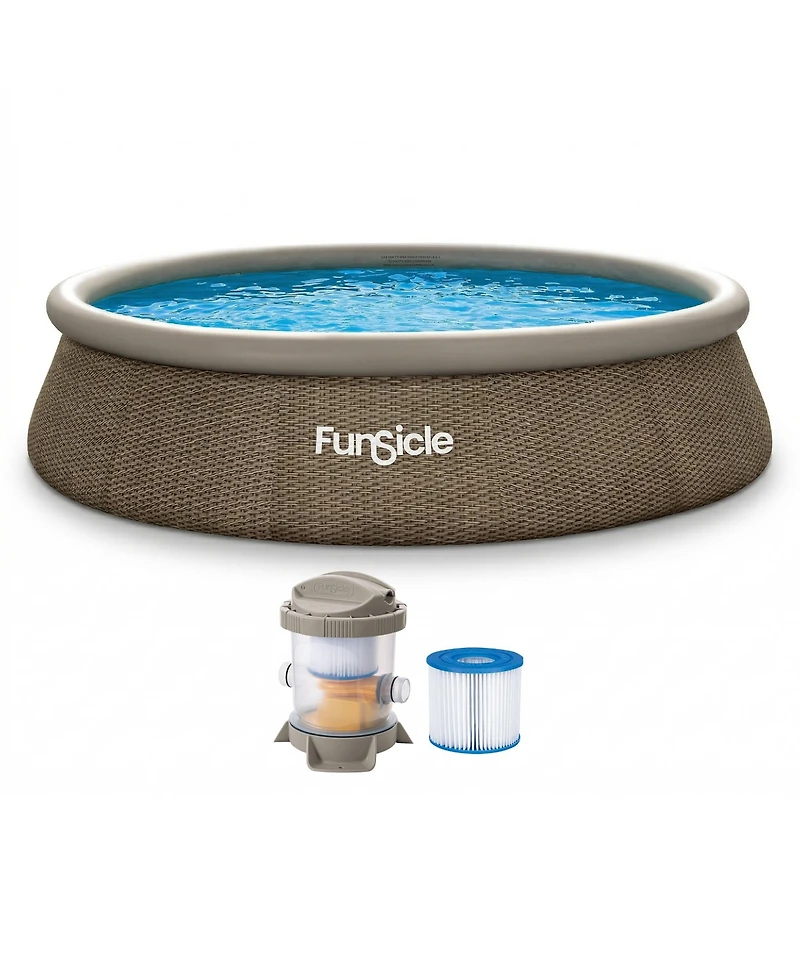 Funsicle 14' x 36" QuickSet Inflatable Ring Top Outdoor Above Ground Pool w/Pump