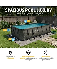 Funsicle 13 Ft Oasis Designer Lap Above Ground Pool w/ Pump, Dark Herringbone