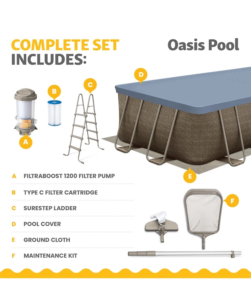 Funsicle 18 Feet Oasis Designer Lap Above Ground Pool with Pump, Triple Basketweave