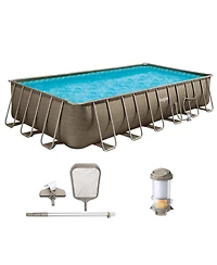 Funsicle 24 Ft Oasis Designer Lap Above Ground Pool w/ Pump, Brown Basketweave