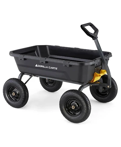 Gorilla Carts Heavy Duty 12 Cubic Foot Poly Yard Dump Garden Utility Cart, Black