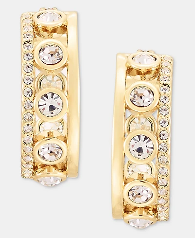 Karl Lagerfeld Paris Small Crystal Openwork Hoop Earrings, 0.72"