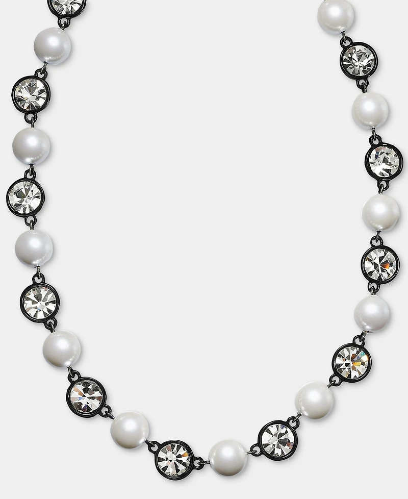Karl Lagerfeld Paris Crystal & Imitation Pearl Collar Necklace, 16" + 3" extender