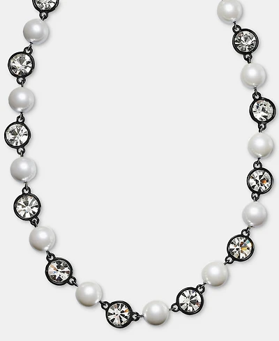 Karl Lagerfeld Paris Crystal & Imitation Pearl Collar Necklace, 16" + 3" extender