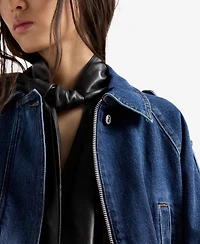 7 For All Mankind Women's Aviator Relaxed-Fit Collared Jacket