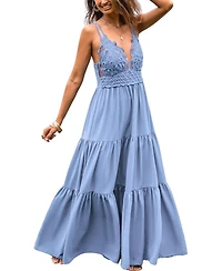 Cupshe Women's Romantic Stroll Blue Maxi Beach Dress