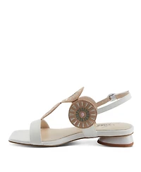 Azura Broider Women's Buckle Leather Sandals with Cushioned Footbed