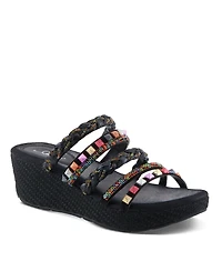 Azura Women's Shinychic Wedge Sandal with Suede Upper