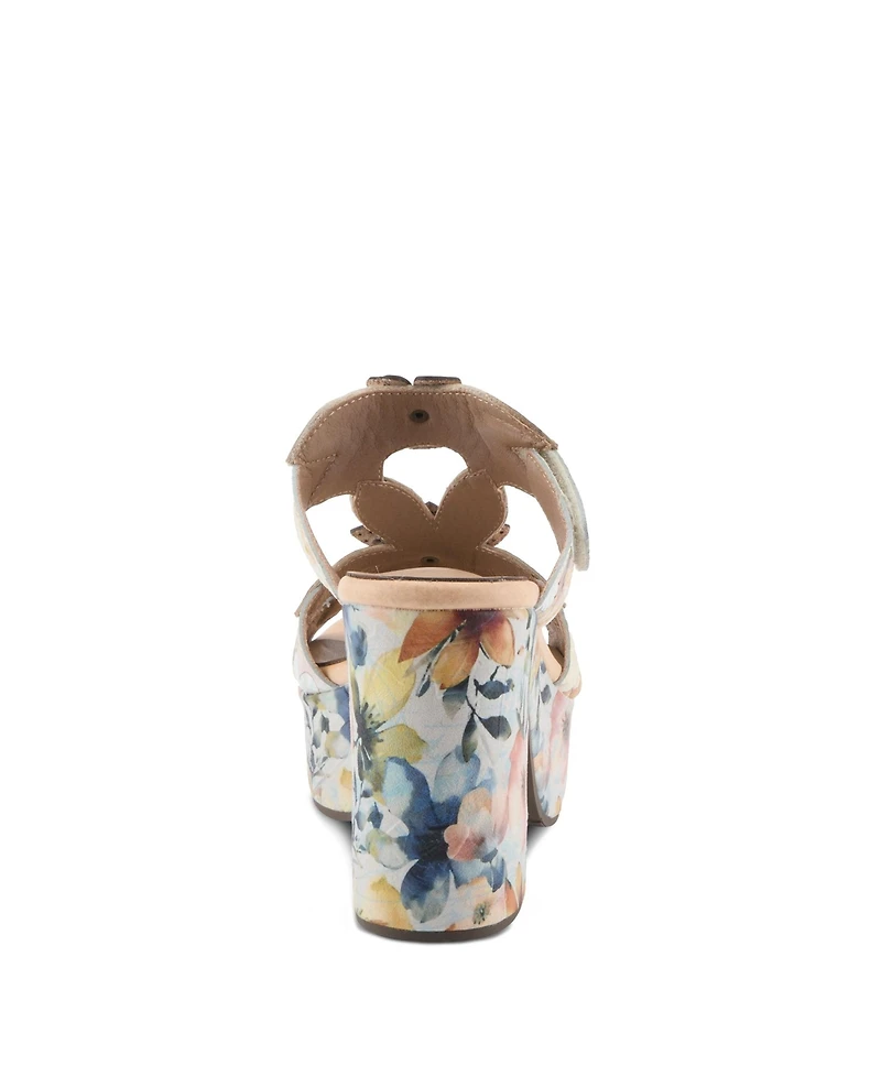 L'Artiste Women's Balloffire Platform Slide with Floral Leather