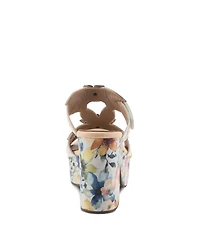 L'Artiste Women's Balloffire Platform Slide with Floral Leather