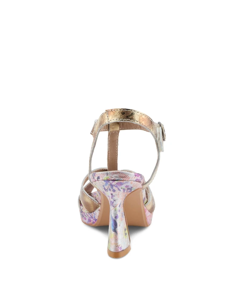 L'Artiste Women's Spring Step Twinkletoz Ankle Strap with Floral Embroidery