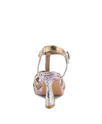 L'Artiste Women's Spring Step Twinkletoz Ankle Strap with Floral Embroidery